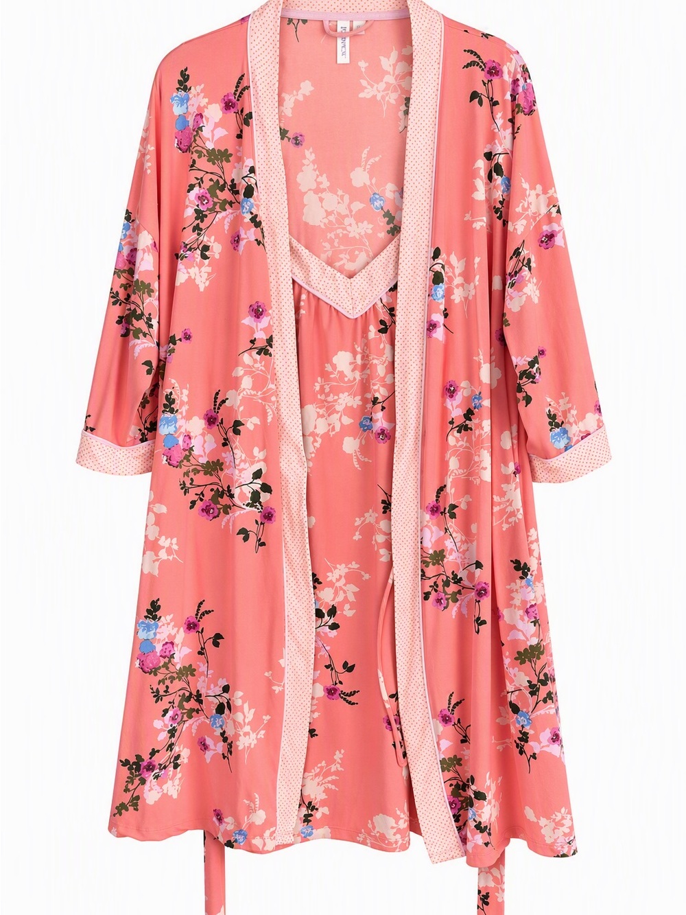 Joyspun Pink Floral Chemise & Robe Sleep Set